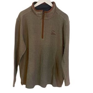 Ducks Limited 3/4 zip faux leather lined hem long sleeve brown large